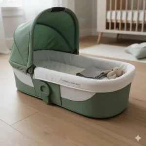 The UPPAbaby Vista V2 carrycot detached, showing the breathable mattress suitable for overnight sleeping.