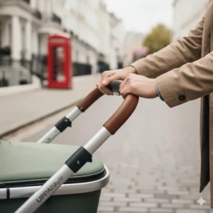 The adjustable telescopic leather-reach handlebar on the Vista V2, suited for parents of different heights.