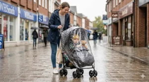 A budget-friendly buggy featuring a clear waterproof rain cover, essential for unpredictable British weather.