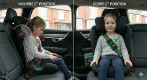 An illustration showing the multiple height positions of an adjustable headrest to grow with a child.