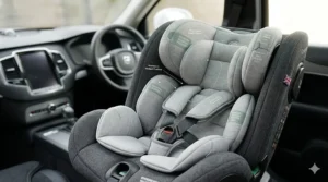 Close-up of the removable padded insert used for infants in a Group 0+1 car seat to ensure a snug fit.
