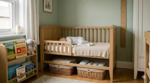 A versatile cot bed that converts into a toddler bed for long-term use.