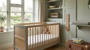 A comparison graphic showing how mini cot beds fit comfortably in smaller bedroom layouts.