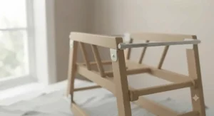 A stable rocking stand for a Moses basket with secure retaining bars.