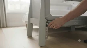 The SnuzPod lift-off bassinet feature being used as a standalone moses basket.