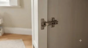 Close up of nursery wardrobe doors with soft-close hinges.