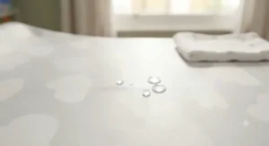 Close-up of a waterproof changing mat showing a liquid-resistant wipe-clean surface.