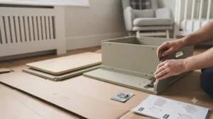 Eco-friendly flat-pack toy storage box for nursery made from sustainable materials