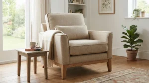 A supportive nursing glider chair equipped with extra lumbar padding for posture during feeding times.